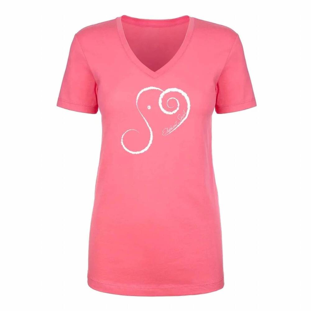 NEW ALLEY DESIGNS women's elephant spirit v-neck t-shirt in hot pink